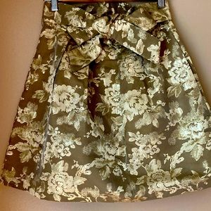 Mini skirts, sage with golden flowers embroidery